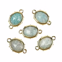 Guldfärgad connector oval amazonite med dots, 1 st