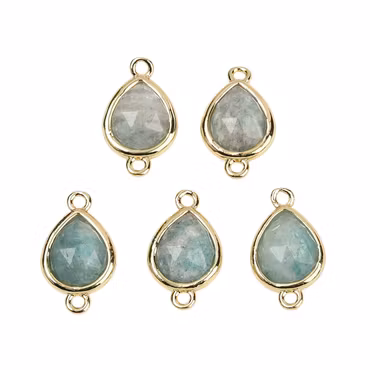 Guldfärgad connector oval amazonite, 1 st