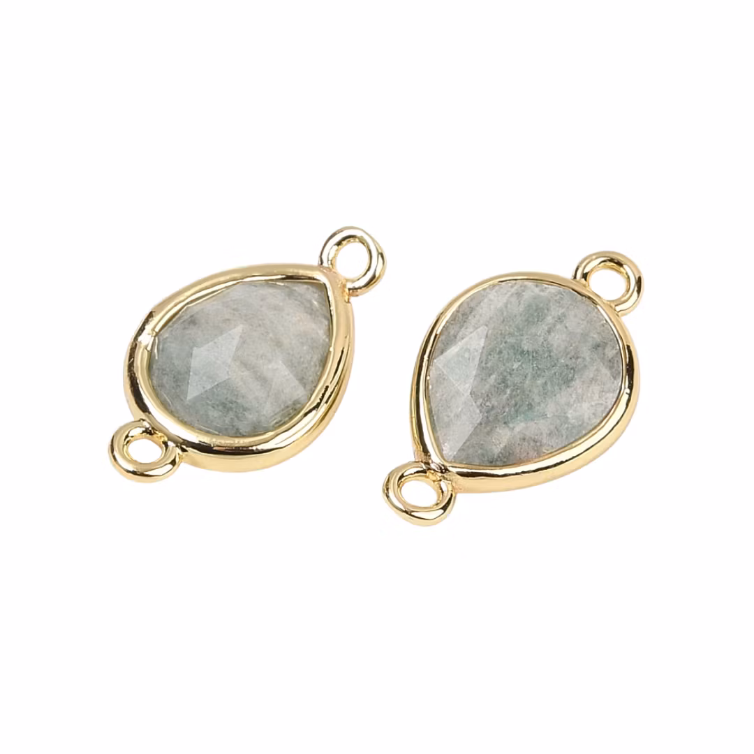 Guldfärgad connector oval amazonite, 1 st