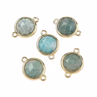 Guldfärgad connector rund amazonite, 1 st