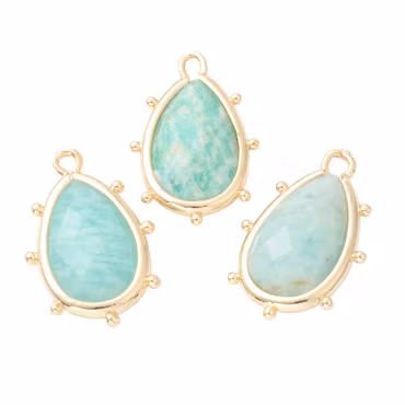 Guldfärgat hänge amazonite med dots, 1 st