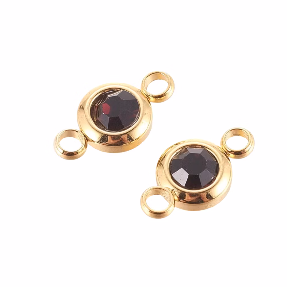 Guldfärgat rostfritt stål connector liten mörklila med PVD plätering, 1 st