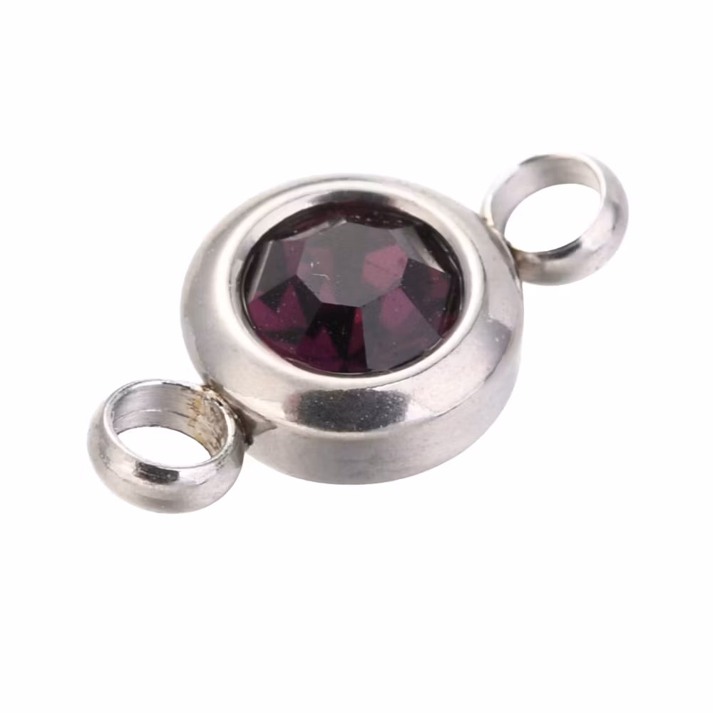 Rostfritt stål connector liten mörklila, 1 st