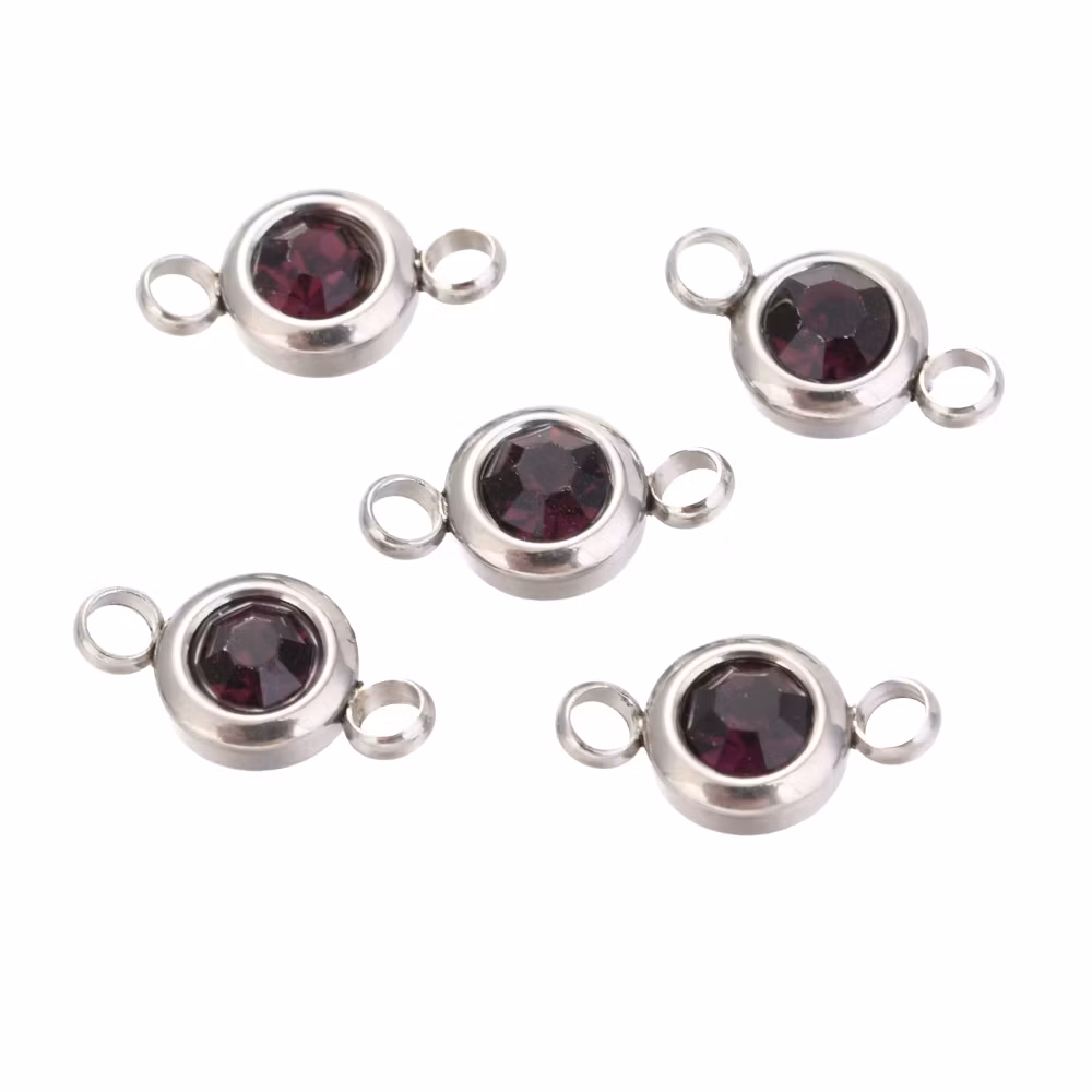 Rostfritt stål connector liten mörklila, 1 st