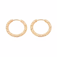 Guldfärgat rostfritt stål creoler mönstrade med 18k, 1 par