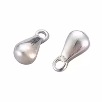 Silverfärgat rostfritt stål små droppar, 10 st