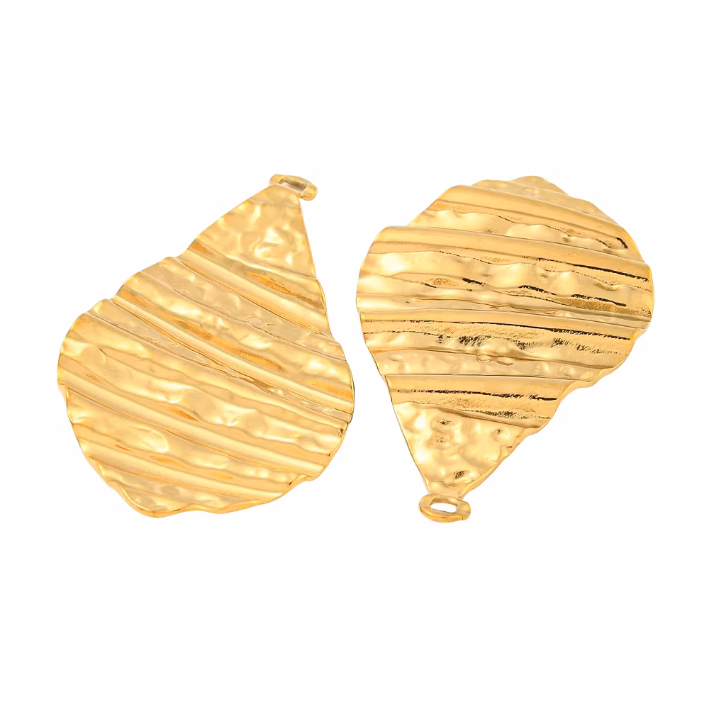 Guldfärgat rostfritt stål hänge räfflad droppe med PVD plätering, 1 st