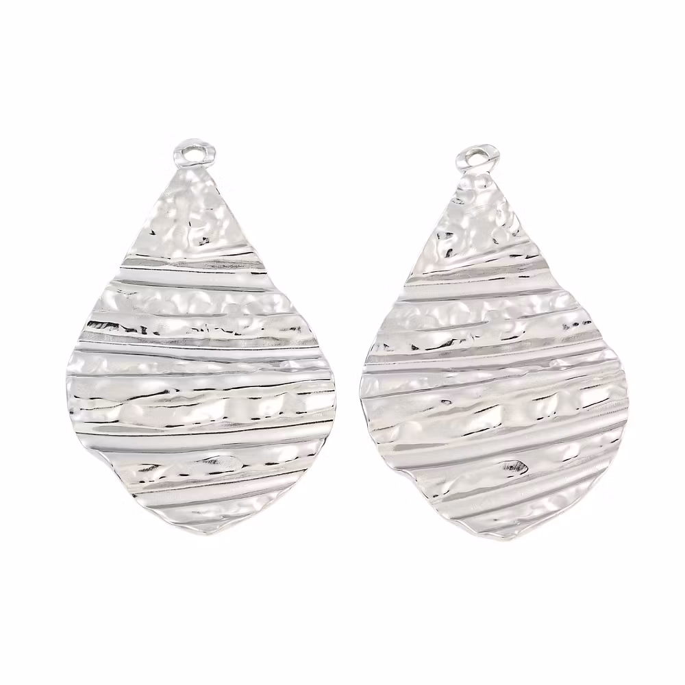 Rostfritt stål hänge räfflad droppe, 1 st