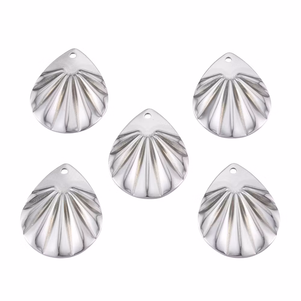 Rostfritt stål hänge räfflad liten droppe, 1 st