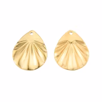 Guldfärgat rostfritt stål hänge räfflad liten droppe med PVD plätering, 1 st