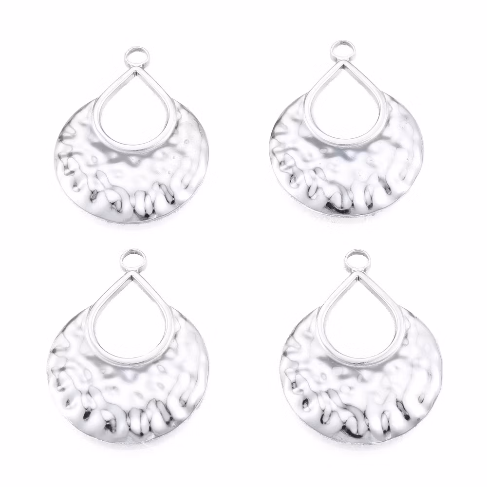 Rostfritt stål hänge hamrad droppe, 1 st