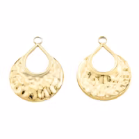 Guldfärgat rostfritt stål hänge hamrad droppe med PVD plätering, 1 st