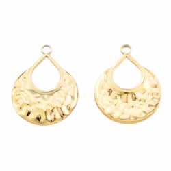 Guldfärgat rostfritt stål hänge hamrad droppe med PVD plätering, 1 st