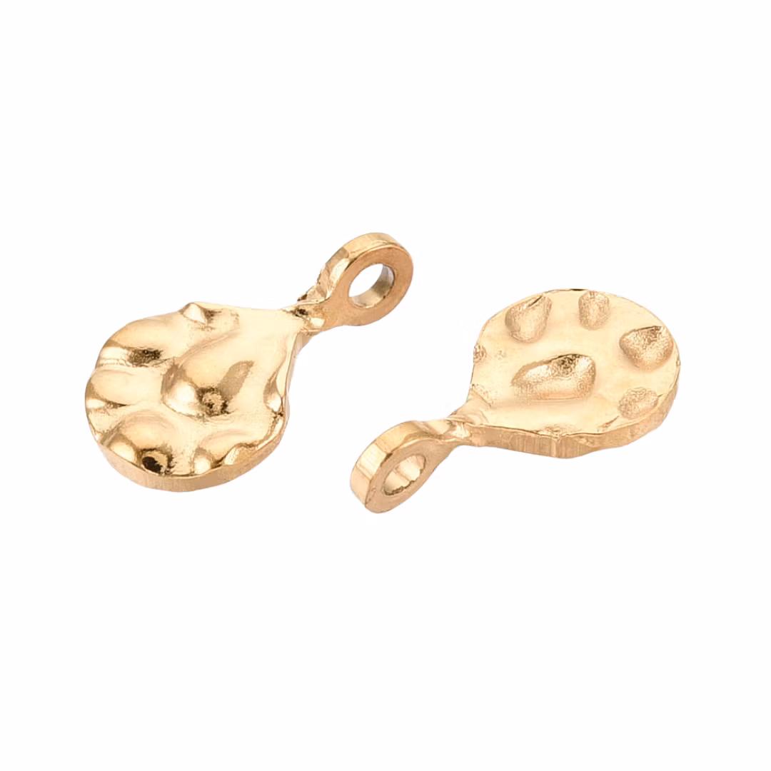 Guldfärgat rostfritt stål berlocker små mönstrade med PVD, 5 st