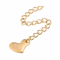 Guldfärgat rostfritt stål förlängsningkedja med hjärta och PVD, 1 st