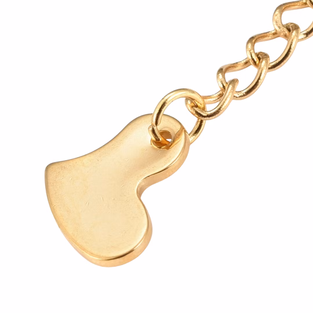 Guldfärgat rostfritt stål förlängsningkedja med hjärta och PVD, 1 st