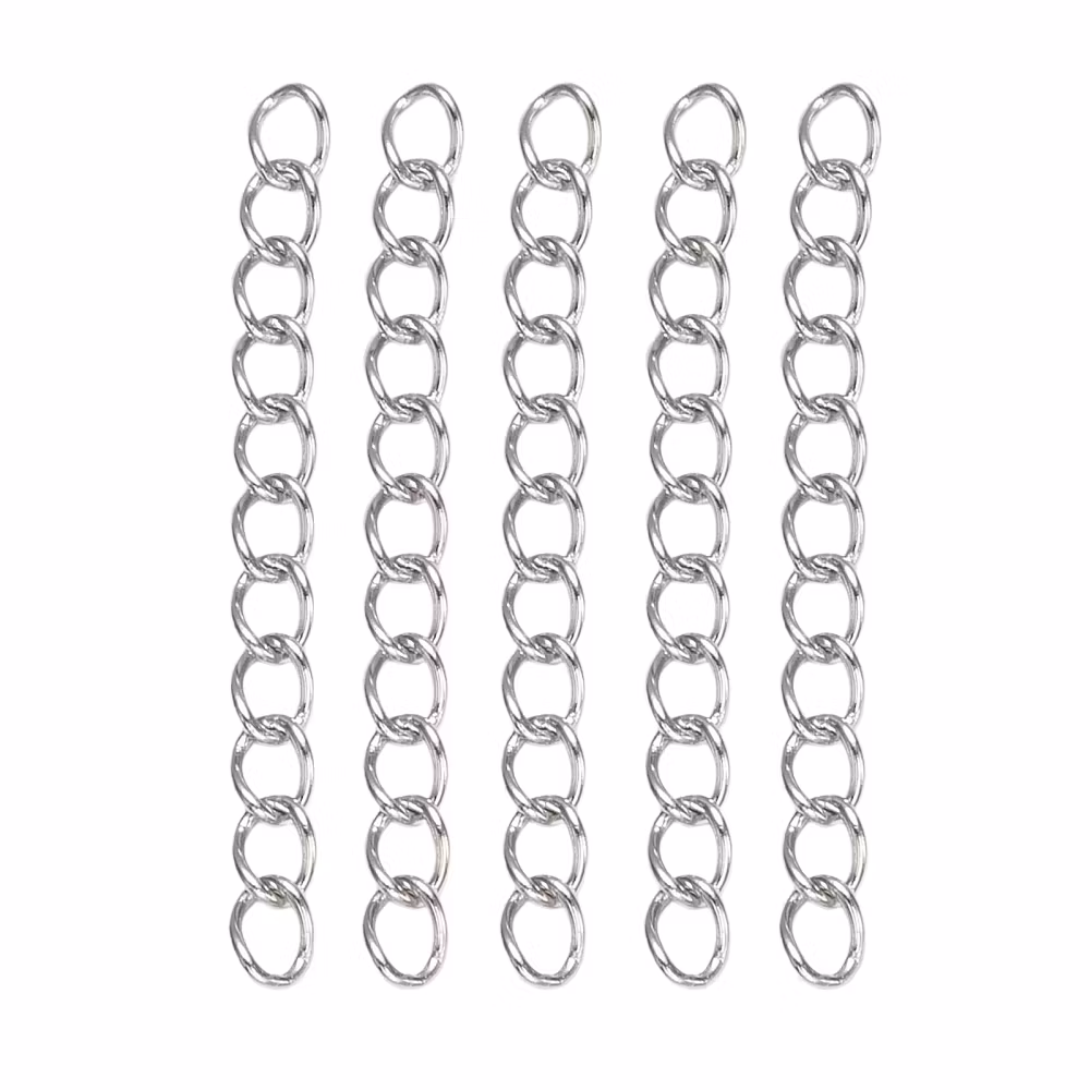 Guldfärgat rostfritt stål förlängningkedjor med PVD, 5 st