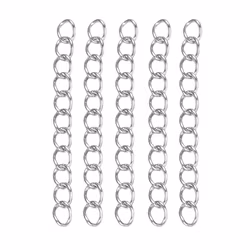 Guldfärgat rostfritt stål förlängningkedjor med PVD, 5 st