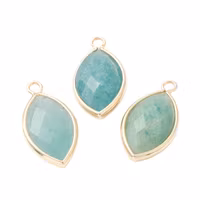 Guldfärgad avlång berlock amazonite, 1 st