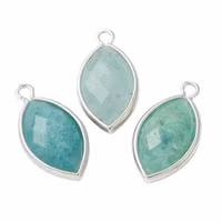 Antikfärgad avlång berlock amazonite, 1 st