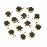 Gold-colored stainless steel charm small dark green, 1 pc.