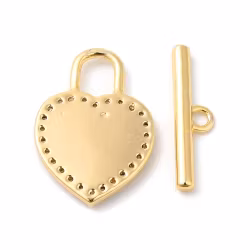 REA: Guldfärgat stavlås hjärta och cubic zirconia, 1 st