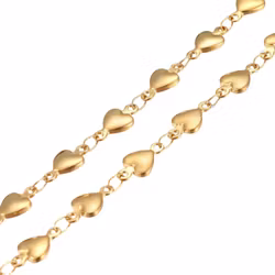 Rostfritt stål kedja med hjärtan, 1 m