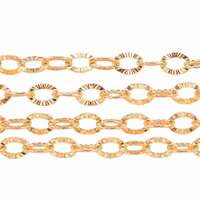Guldfärgat rostfritt stål kedja 3.5x2.5 mm med PVD plätering, 1 m