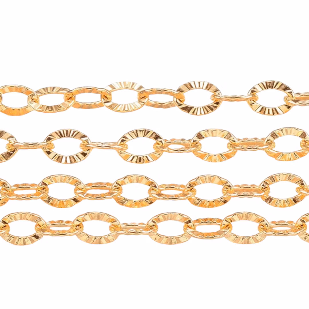 Guldfärgat rostfritt stål kedja 3.5x2.5 mm med PVD plätering, 5 m
