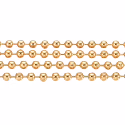 Guldfärgat rostfritt stål kulkedja 2.5 mm med PVD plätering, 5 m