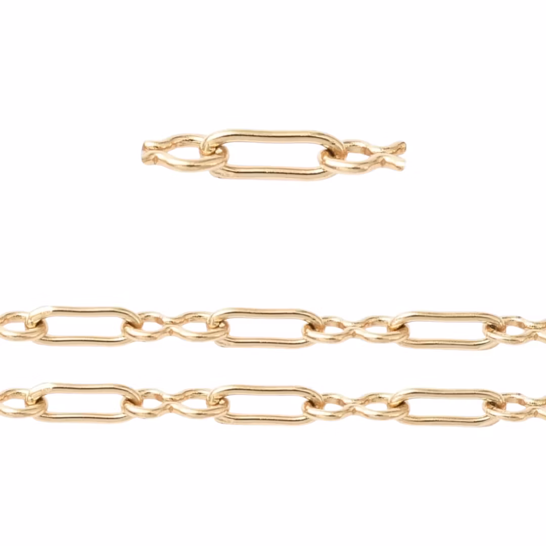 Guldfärgat rostfritt stål kedja rektangel med PVD plätering, 1 m