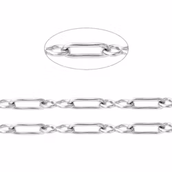 Guldfärgat rostfritt stål kedja rektangel med PVD plätering, 1 m