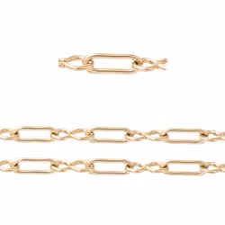 Guldfärgat rostfritt stål kedja rektangel med PVD plätering, 5 m