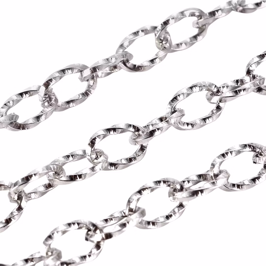 Guldfärgat rostfritt stål kedja med textur och PVD, 1 m