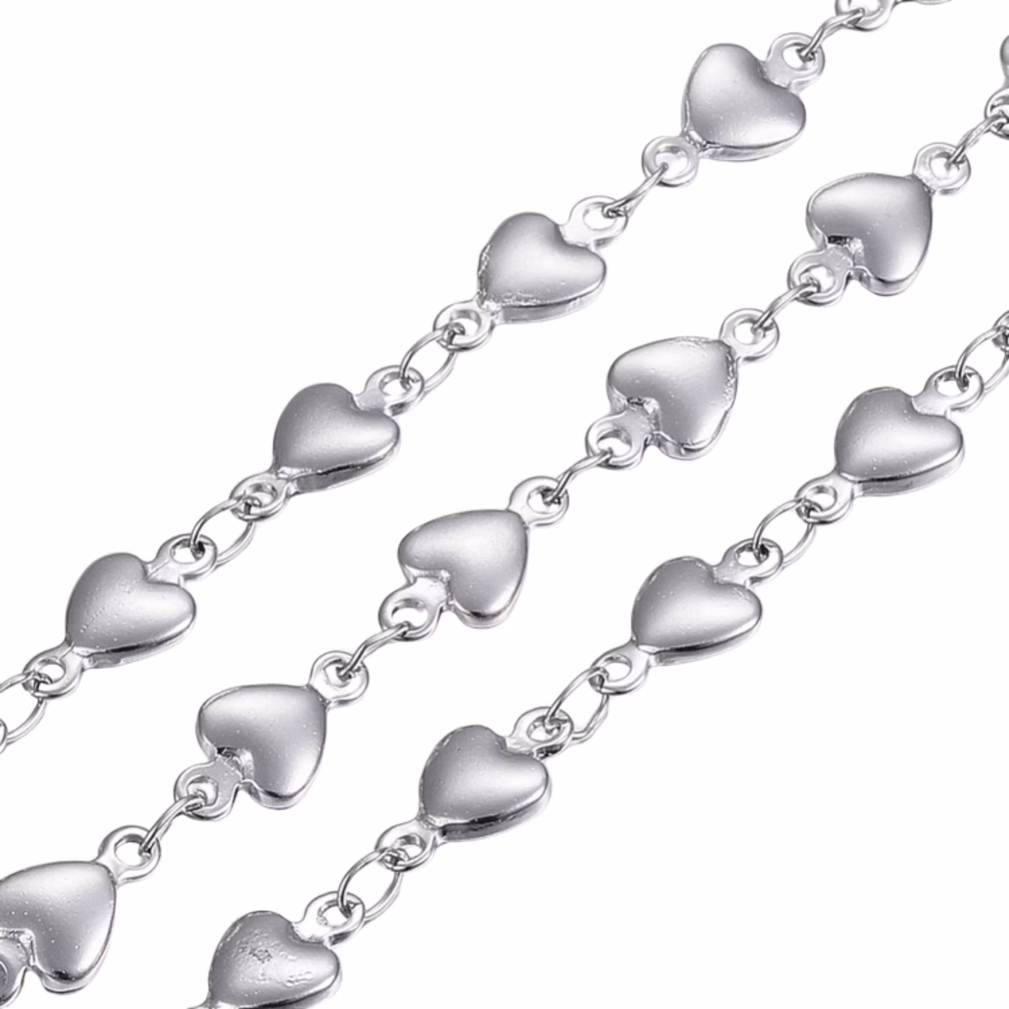 Guldfärgat rostfritt stål kedja med hjärtan med PVD, 1 m