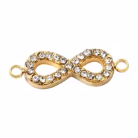 Guldfärgat rostfritt stål connector infinity med strass och PVD, 1 st