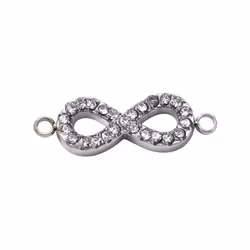 Rostfritt stål connector infinity med strass och PVD, 1 st