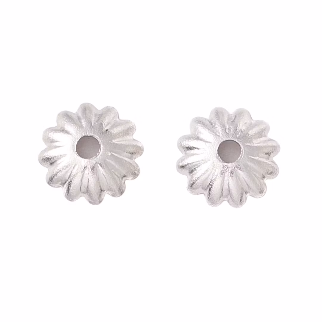 Kirurgiskt stål pärlhattar räfflade 6 mm, 10 st