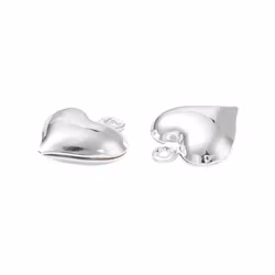 Silver-colored stainless steel charms small rounded hearts, 10 pcs.