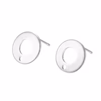 Silver-colored stainless steel stud earrings circle, 10 pcs.