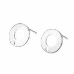 Silverfärgat rostfritt stål stiftörhängen cirkel, 10 st