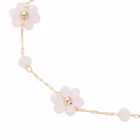 Guldfärgat rostfritt stål armband ljusrosa blommor