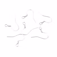 Silver-colored stainless steel ear hooks, approx. 50 pcs.