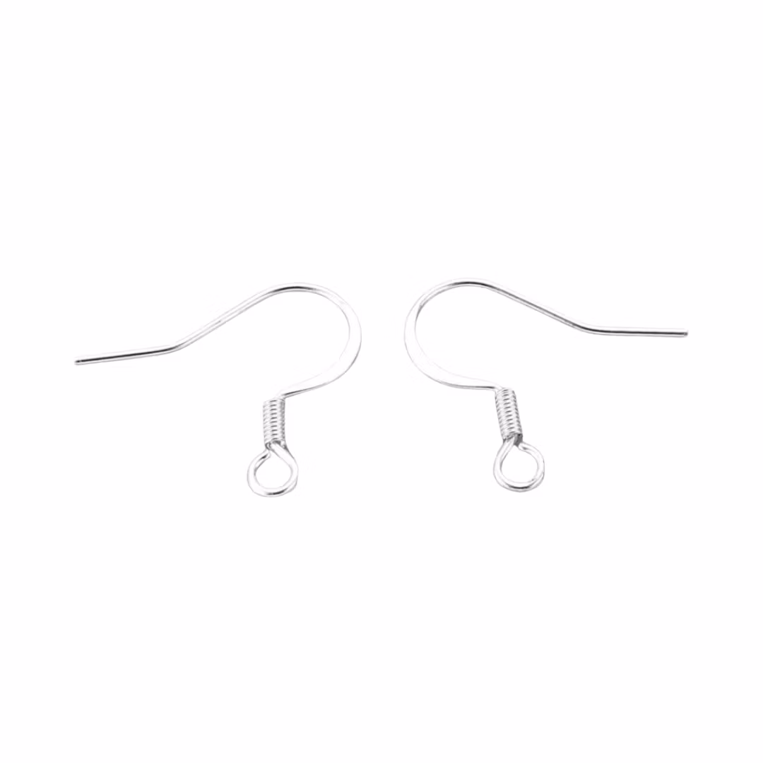 Silverfärgat rostfritt stål öronkrokar, ca 50 st