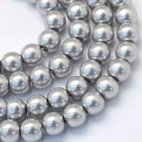 Waxed glass beads 6 mm dark grey, 1 strand