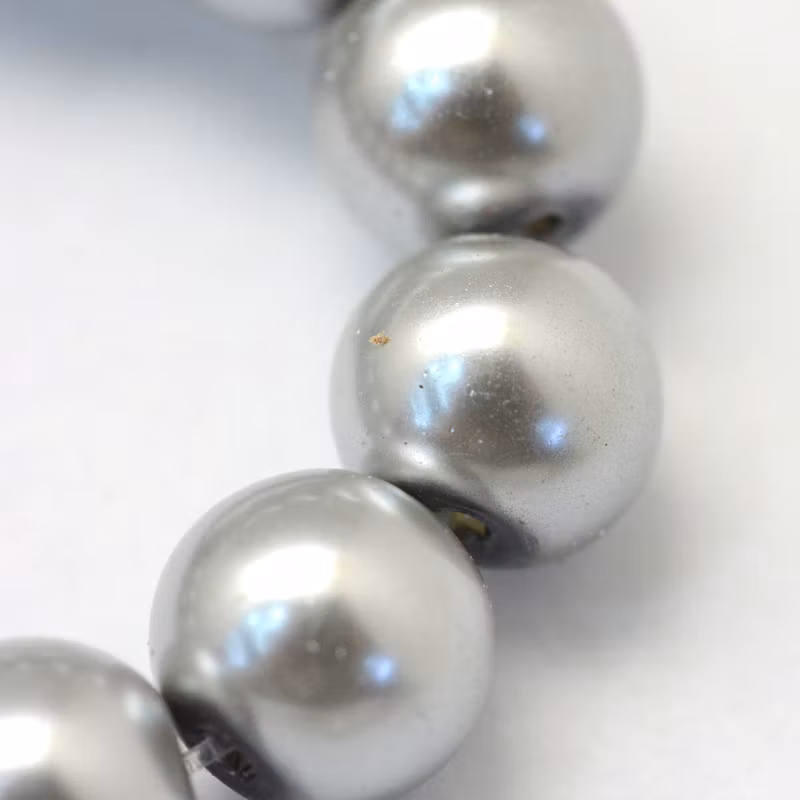 Waxed glass beads 6 mm dark grey, 1 strand