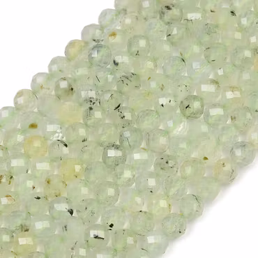 Facetterade runda prehnit 6 mm, 1 sträng
