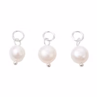 Silver-colored stainless steel charm freshwater, 5 pcs.