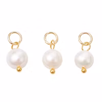 Gold-colored stainless steel charm freshwater, 5 pcs.