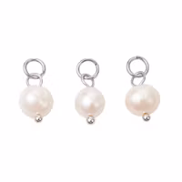 Stainless steel charm freshwater, 5 pcs.